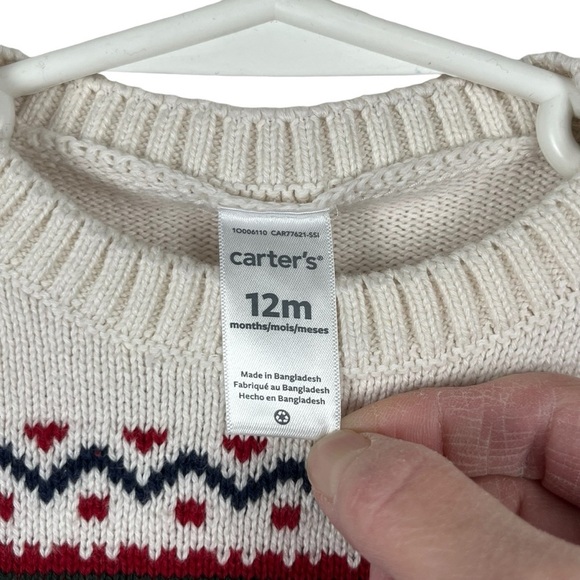 Carter’s 100% Cotton Christmas Baby Boy Sweater Size 12 Months - Picture 4 of 9